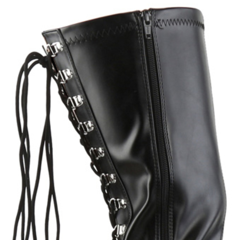 Platform Lace Up Back Thigh High Heel Boots - Picture 7 of 7